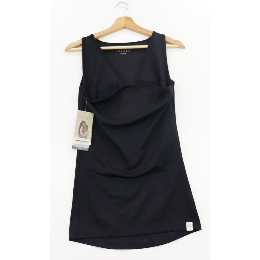 NWOT Lalabu Shirt Womens Med Black Soothe Baby Carrier Feeding Stretch Baby Bond